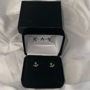 Diamond Anchor Stud Earrings